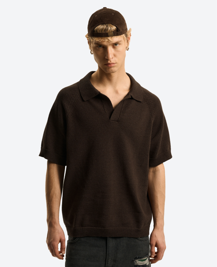 Поло вязаное коричневое