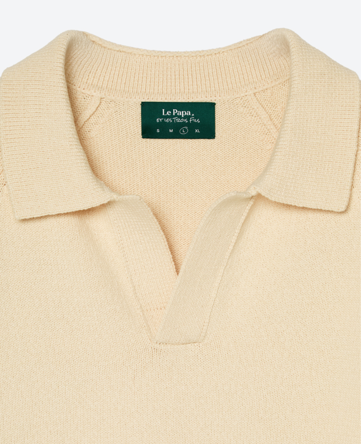 Поло вязаное молочное