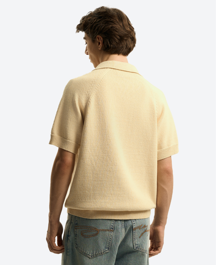 Поло вязаное молочное