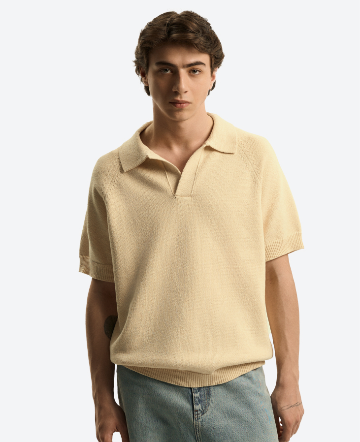 Поло вязаное молочное