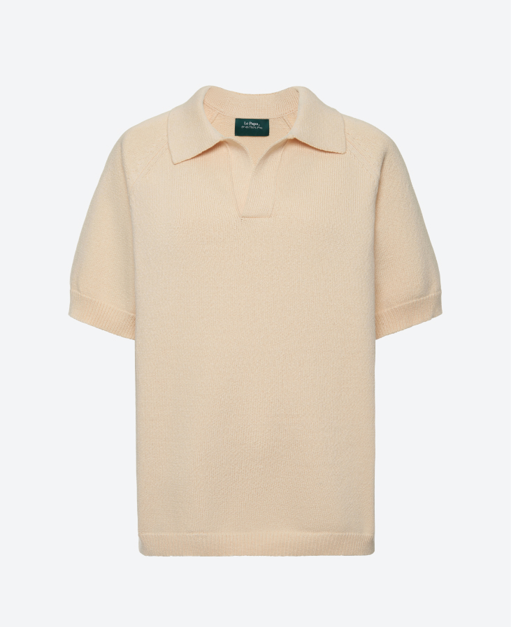 Поло вязаное молочное