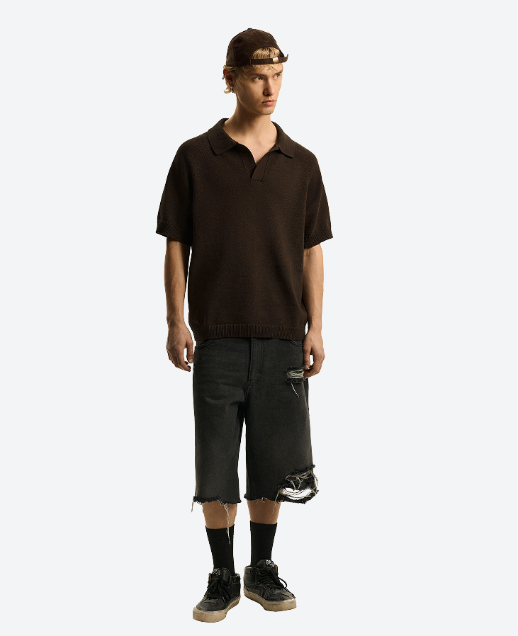 Поло вязаное коричневое